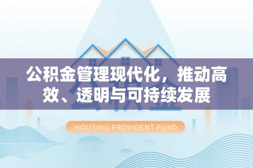 新市公积金管理现代化，推动高效、透明与可持续发展